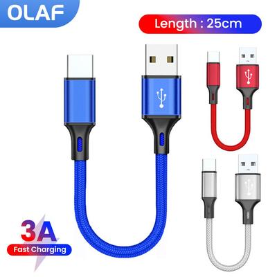0.25M Short Cable Micro USB Cables Type C Data Cord Fast Charging Portable Wire for Power Bank iPhone 15 Samsung Android Phone