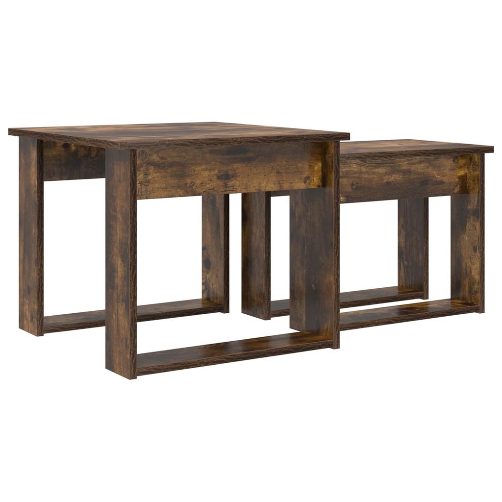 Coffee Table Set 2 Pcs Smoked Oak Wood Based Material