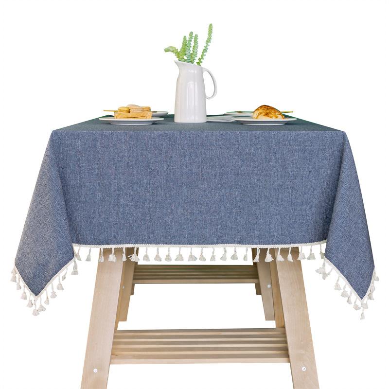 Tablecloth Nordic Ins Style Home Dining Cloth Fringed Solid Color Fabric Cotton And Linen Cover Cloth Hotel Home Restaurant Tablecloth