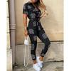 2025 Women's Casual Printed Jumpsuit with Lapel and Waist Belt