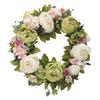 Vintage Peony & Hydrangea Wreath Spring & Summer Front Door Decor Wall Hanging For Weddings & Wreath Lights Battery Operated