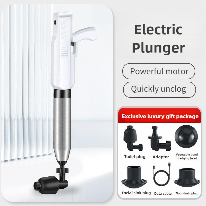 High Anti-splash Wireless Toilet Plunger Cleaner Pressure Toilet Electric Plunger Sewer Drain Pneumatic Dredge Equipment белый