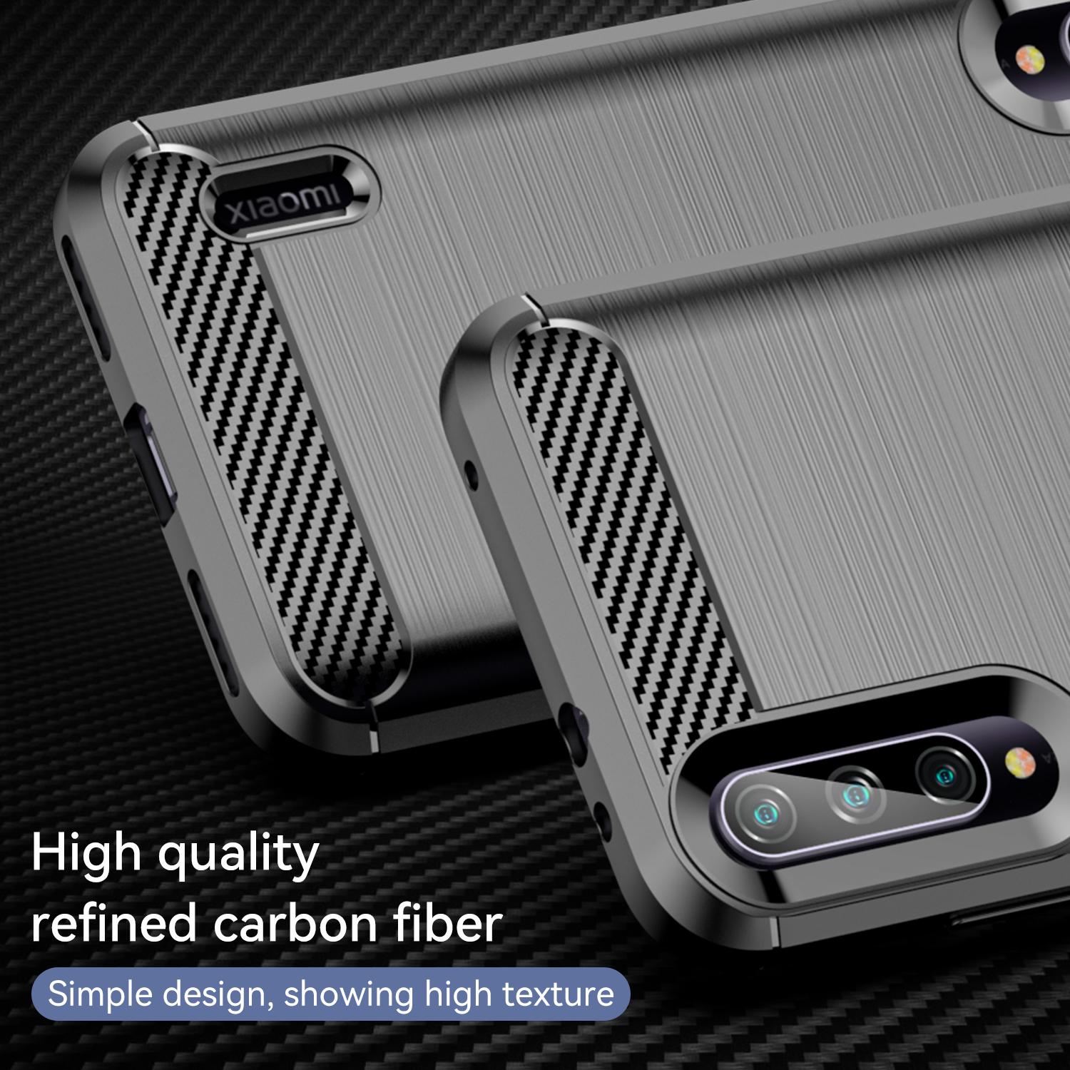 

1.8mm Carbon Fiber Texture TPU Case Anti-Fingerprint Brushed Surface Anti-Drop Phone Protective Cover for Xiaomi Mi CC9e/Mi A3 Black