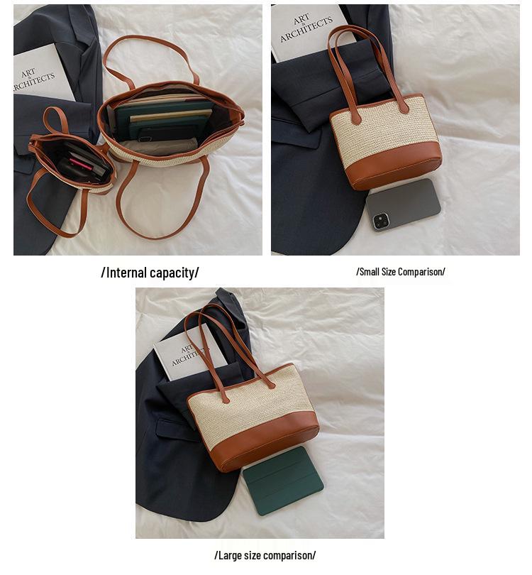 2025 Retro Strohgewebte Damen Schulter-Tragetasche mit großer Kapazität