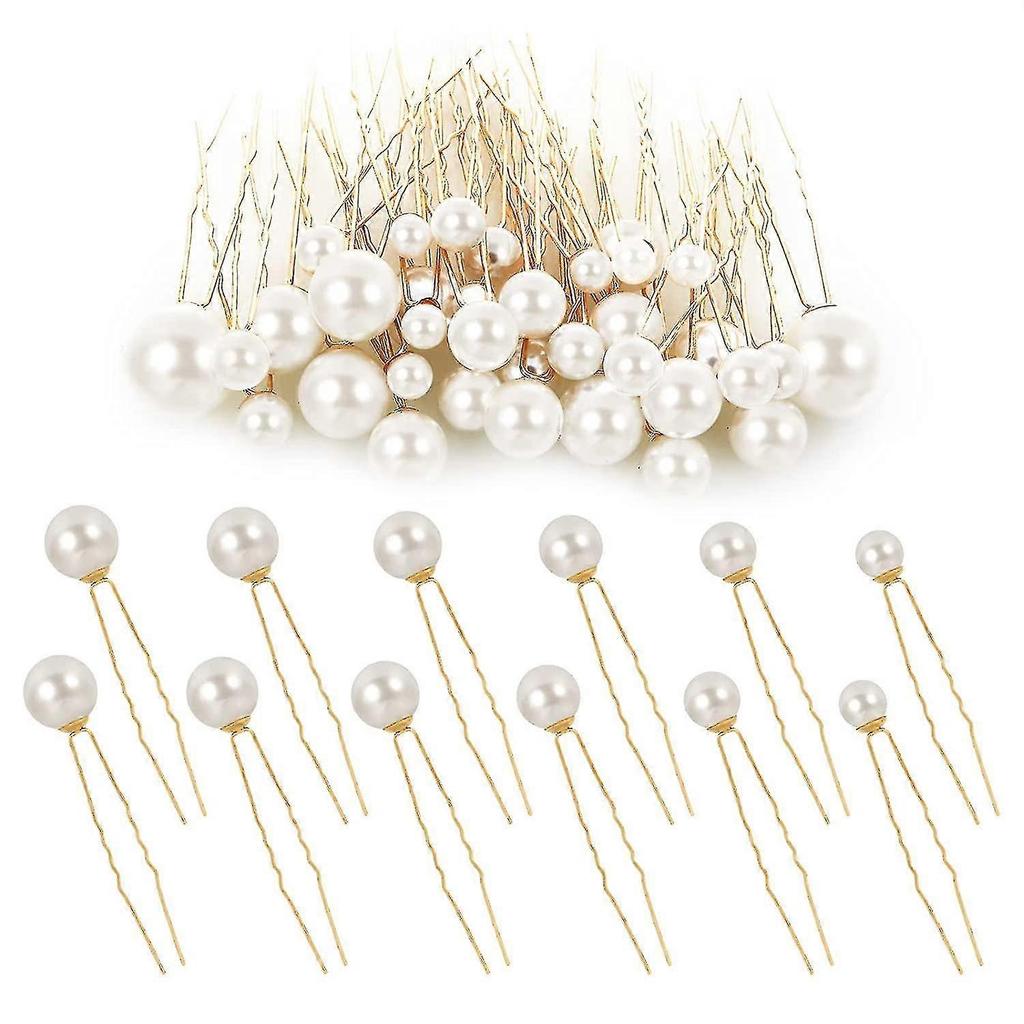 20pcs Wedding Pearl Hair Pins Bridal Rhinestone Pearl Hair Clips Hair Accessories U Shaped Bobby Pin Hair Barrette