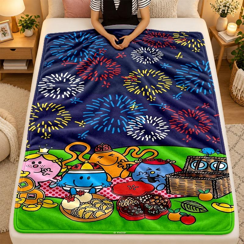 Flannel BlanketMr. Men & Little Miss Warm Soft Throw Blanket for Indoor Sofa Bed Living Room Use