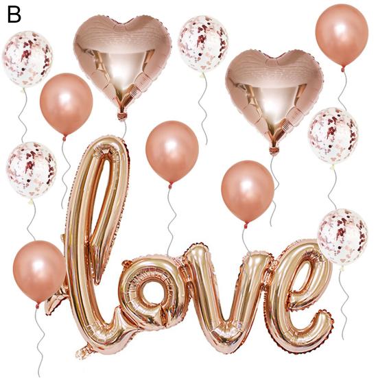 1 Set Heart Balloon Inflatable Conjoined Aluminum Foil Happy Valentine's Day Love Letter Balloons Decor for Holiday