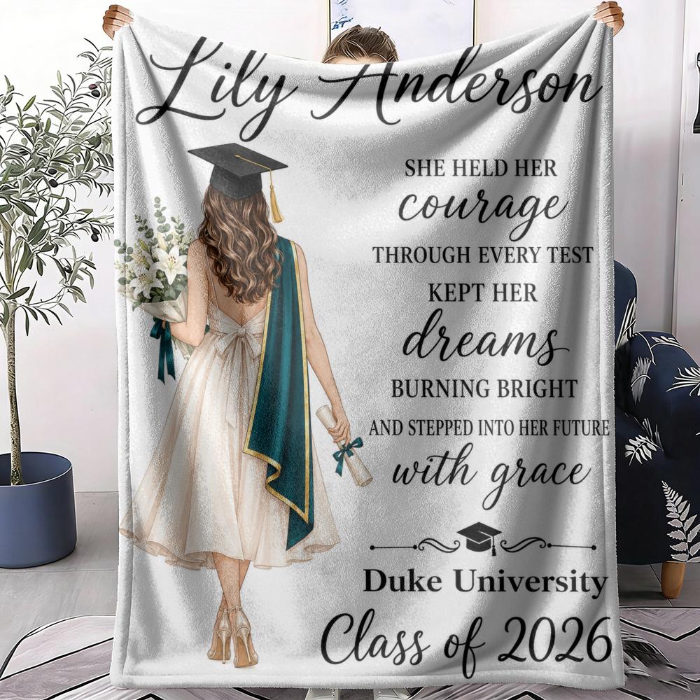 Graduation Girl Quotes Throw Soft Flannel Throw Summer AC Blanket Lightweight Cool Nap Blanket for Sofa Bed Couch Travel