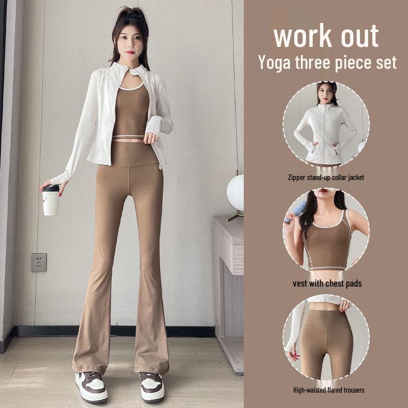 Women's 2024 High-End Yoga Suit: Advanced Pilates Fitness Jacket & Micro Flare Pants