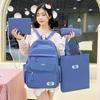 Four-Piece Backpack Set Junior High School Student Schoolbag Women Campus Backpack Large Capacity Backpack