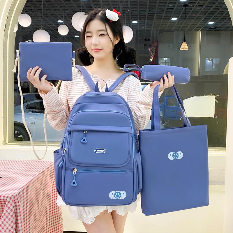 Four-Piece Backpack Set Junior High School Student Schoolbag Women Campus Backpack Large Capacity Backpack