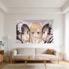 1Pc Kawaii Anime Girls Tapestry 2D Polyester Flat Print Cute Wall Hanging Decor For Bedroom Living Room Dorm Gift