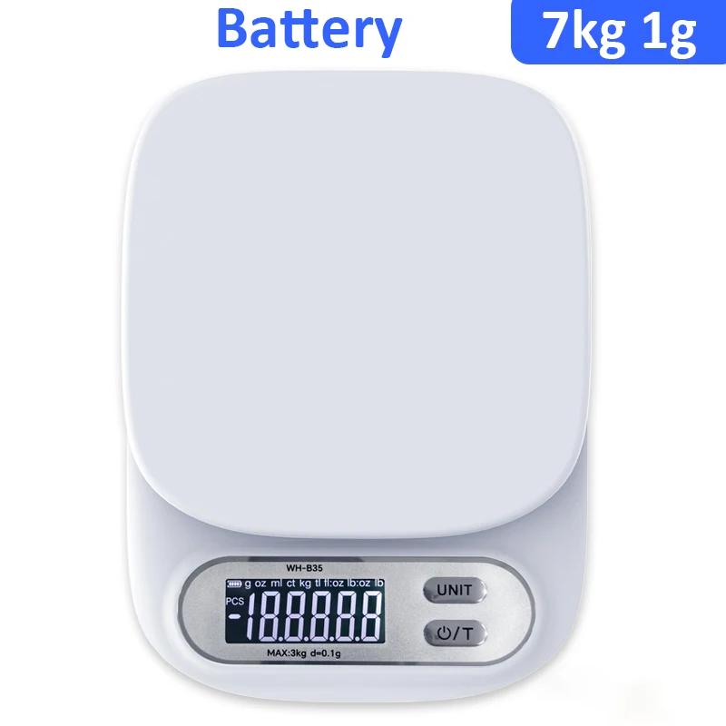 Digital Kitchen Scale 7kg/1g 3kg/0.1g Electronic Scales with LCD Battery/Rechargeable Food Scale Balance Weighing Baking Tools