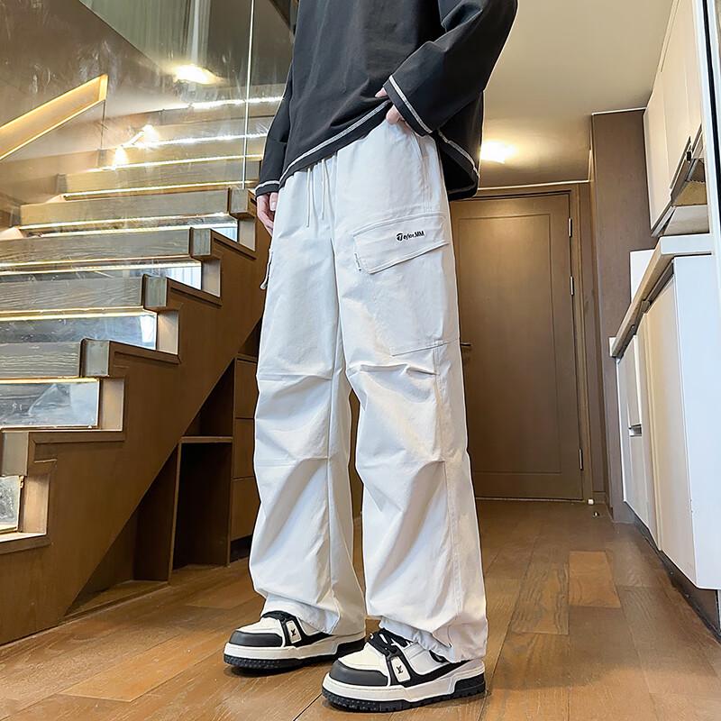 Men's Multi-Pocket Loose Straight-Leg Cargo Parachute Pants