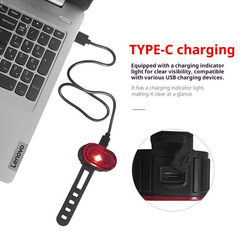 1 Set Multiple Lighting Modes Usb Type-C Rechargeable Bicycle Front Rear Light Led Headlamp Taillight For Night Riding Safety