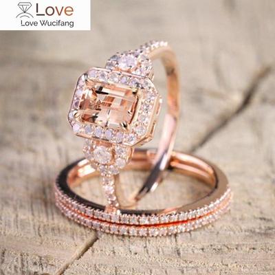 Milangirl Wedding Ring Set For Women Luxury Cubic Zirconia Bijoux Jewelry Filled Crystal Zircon Rings Engagement Ring