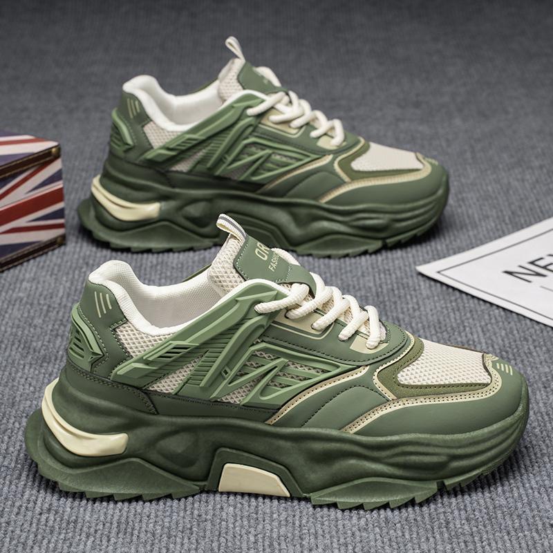

Men s Shoes New Style Summer Mesh Breathable Soft-soled Sports Casual Shoes Teenager Height-increasing Thick-soled Dad Sneakers 44 зелёный