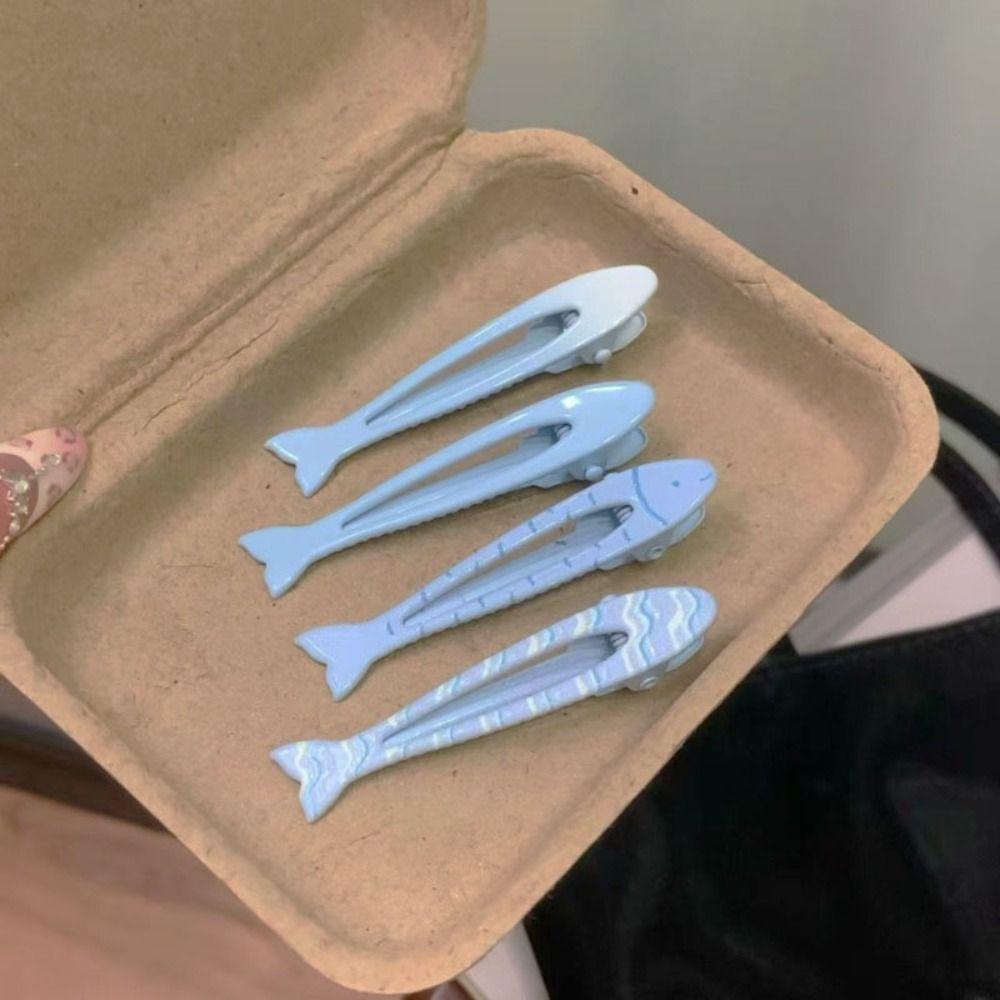 Milk Blue Hair Accessories Metal Sweet Hairpin Trendy Fish Hairpin  Women Girls