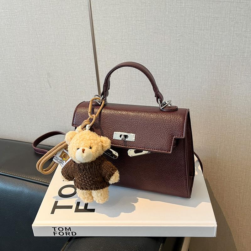 

Текстурированная маленькая сумка женская 2025 осень новая модная стильная сумка через плечо, сумка-мессенджер в зарубежном стиле, сумка для通勤, сумка Kelly no pendant бордовый