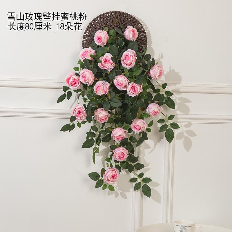 Artificial Flower Rattan Decoration Wall Hanging Roses Fake Hanging Flowers Decorative Flowers Wreath Wedding Home Garden Decor