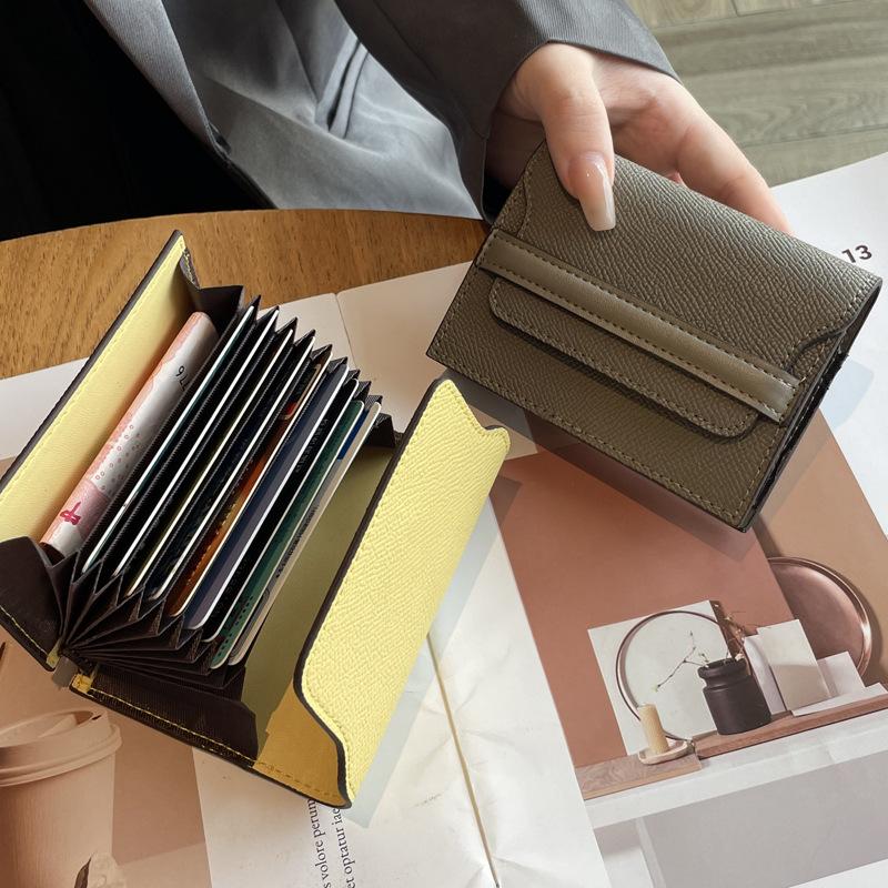Anti-magnetic card bag, women's leather, large capacity, multi-card position, new niche design, simple, fashionable and compact mini card bag.