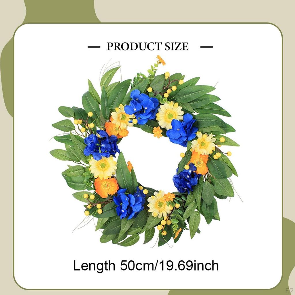Artificial Wreath Wall Hanging Ornament for Door Elegant Garland 50cm Diameter Wedding Porches