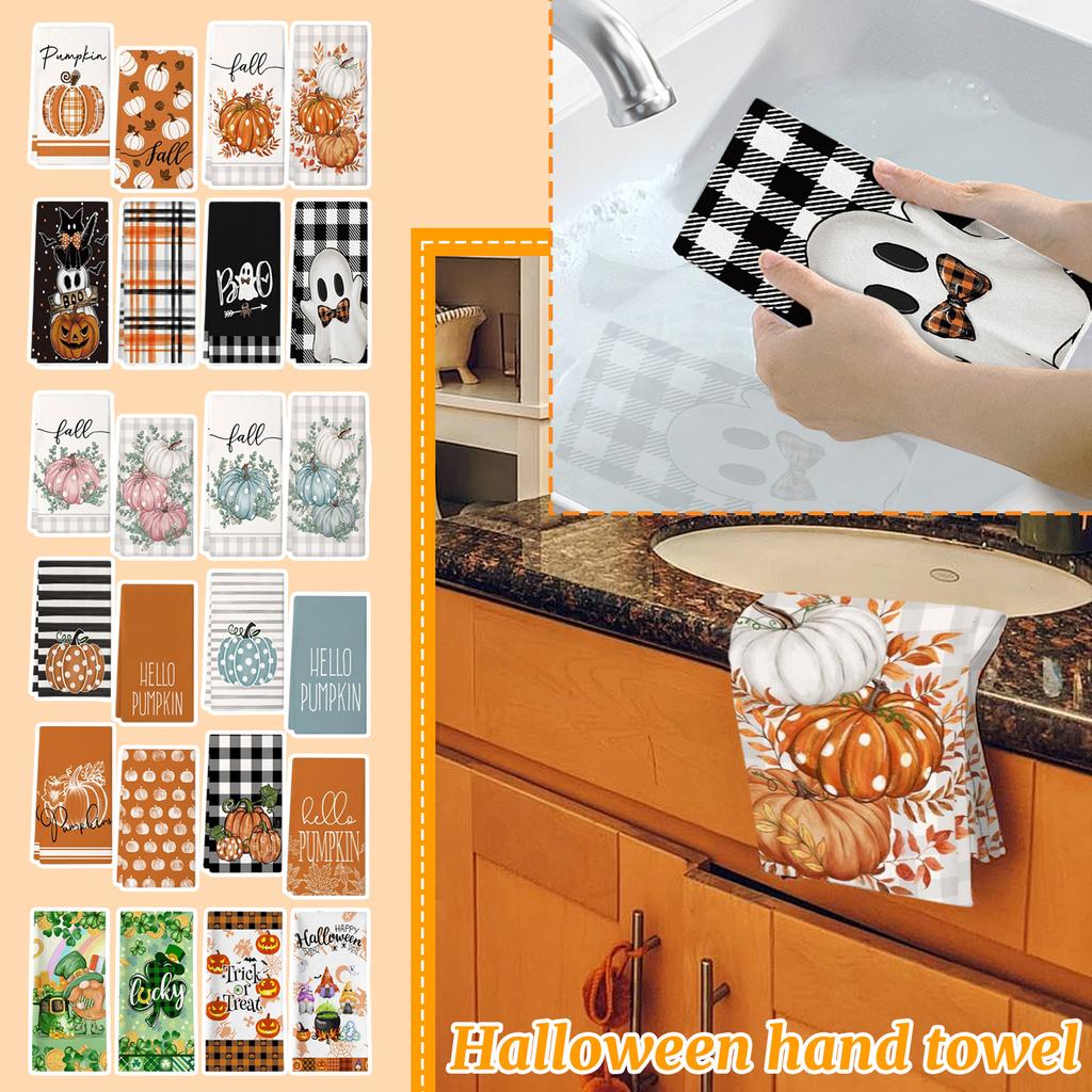 Microfiber Halloween Pumpkin Festival Green Elf/ Printed Towel Kitchen Washing Hand Towel Face Towel