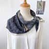 Women S Gray Blue Vintage Small Square Scarf For Neck Protection Decoration