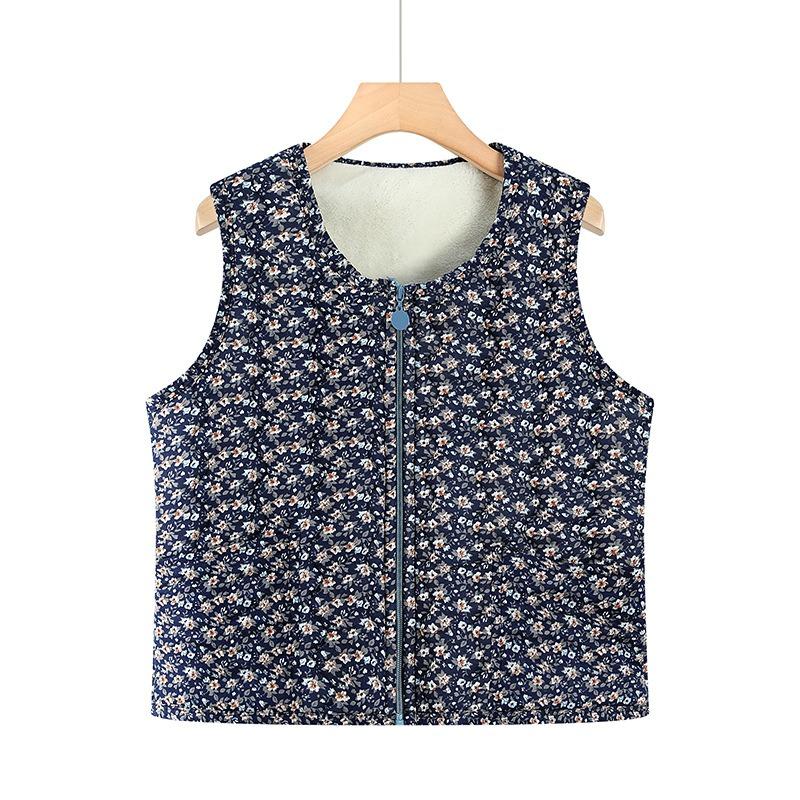 

Осенне-зимняя женская одежда бархатный жилет с цветочным принтом на молнии жилет с тепловой подкладкой 5XL (140-77.5kg recommended)