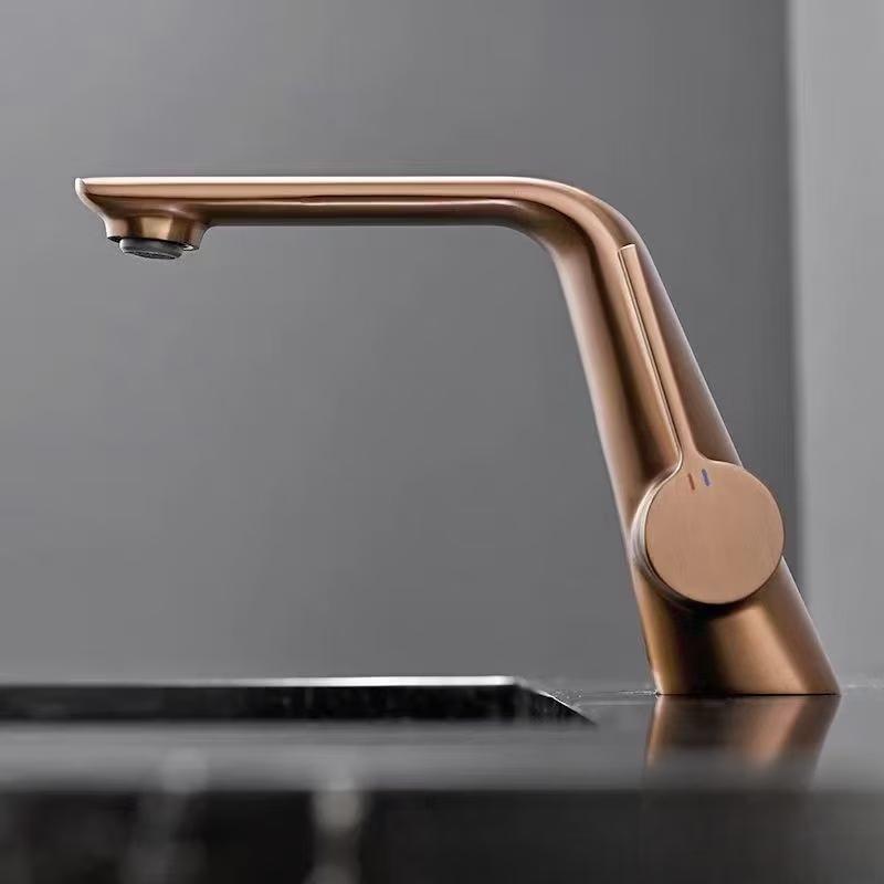 TLXT Rose Gold Hot Water Bathroom Faucet