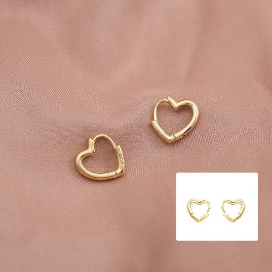 Yousheng Earrings Heart Shape Decorating Full Luster Silver  Color Simple  Small Stud Earrings for Party