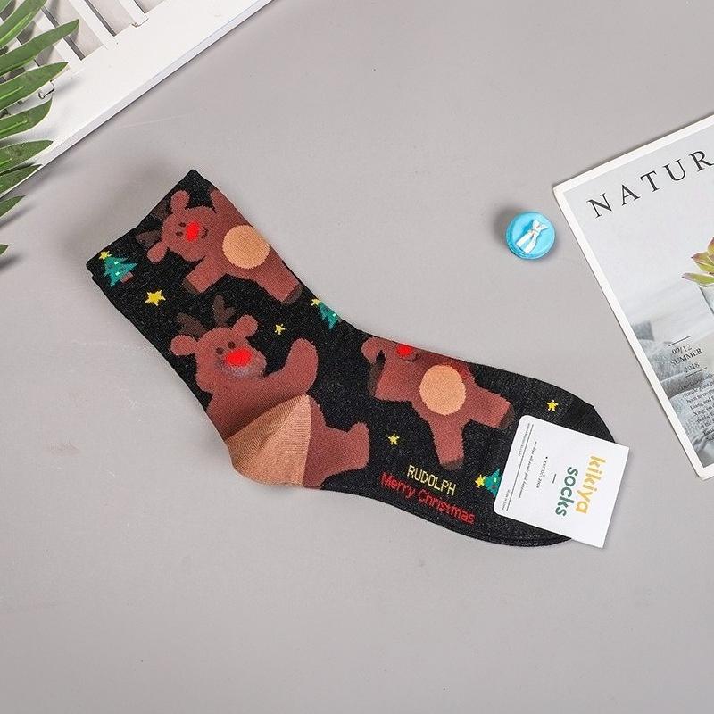 Cartoon Christmas Socks Cute Women's Christmas Socks Elk Mid Snow Man Socks Christmas Women's Socks