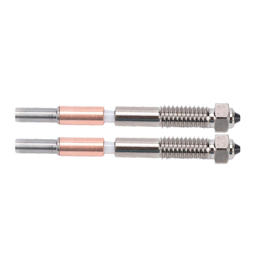 2PCS Bimetal Nozzle Replacement for QIDI Q2 Q2C 3D Printer 0.6mm Hardened Steel Nozzle with Ceramic Throat Tube High