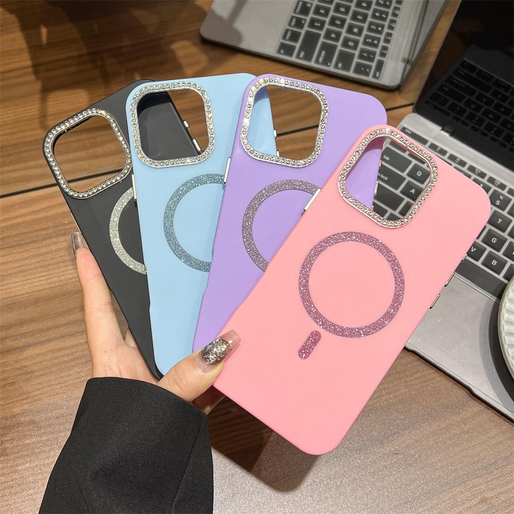 Magnetic Phone Case for iPhone 11 12 14 16 Pro 16 15 14 13 12 Pro Max 13 14 15 16 High Quality Sparkling Shockproof Shell