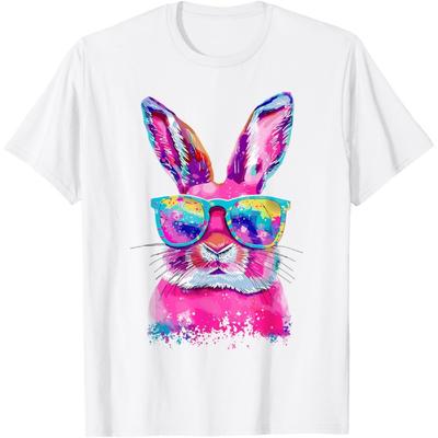 Hase Gesicht Mit Tie-Dye Brille Frohe Ostern Tag Männer Junge Kind T-Shirt