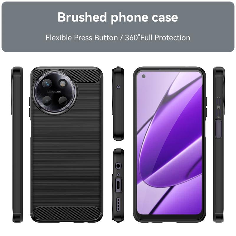 For Realme 11Case Cover OPPO Realme 11 Capas New Armor Carbon Fiber Shockproof Phone Bumper Back Soft TPU Fundas Realme 11 4G