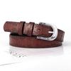 Fashion Pu Leather Leaf Pattern Belt With Metal Pin Buckle For Casual And Office Wear