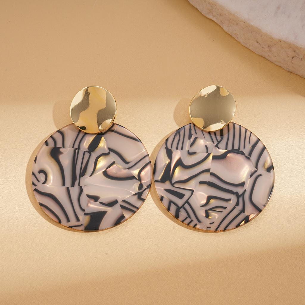 Exaggerated Smudged Round Leopard Print Earrings, High-end Earrings