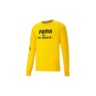 Printed Crew Neck Sports Knit Pullover Sweatshirt Men Tops Lemon-Yellow 598682-99