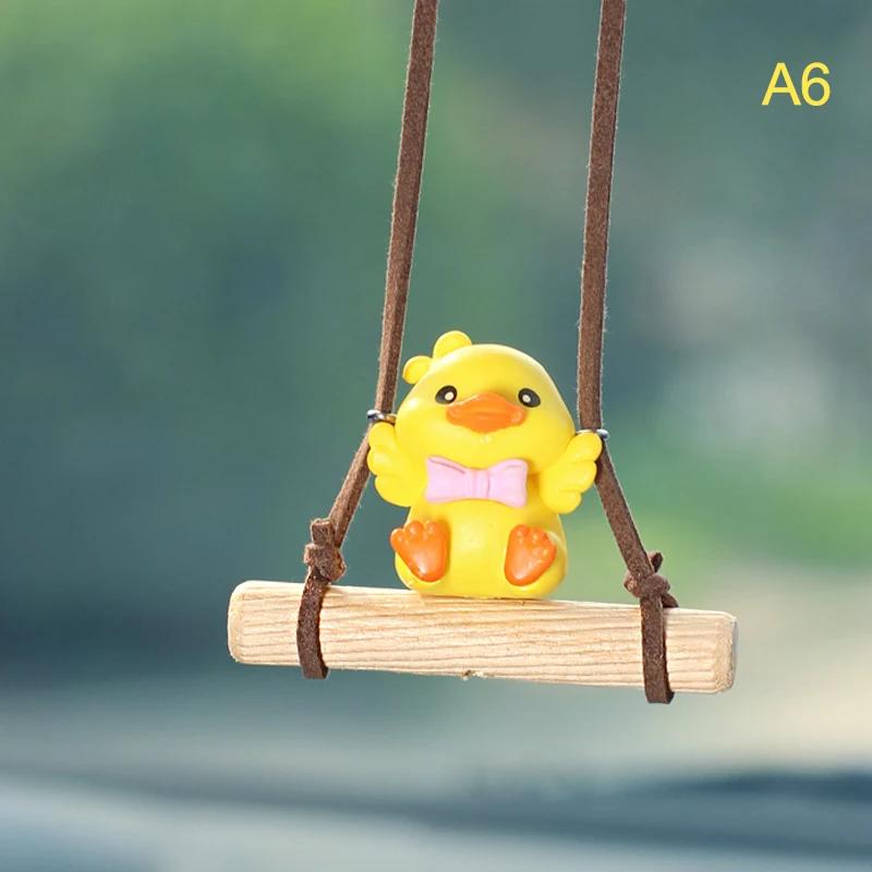 Cartoon Cute Animated Car Accessories Swinging Duck Pendant Car Rearview Mirror Ornaments Birthday Gift Couple Accessories Car