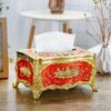 Rose Pattern Golden-Plated Tissue Box American Style Paper Holder Suitable For Multiple Rooms Home Desktop Decor