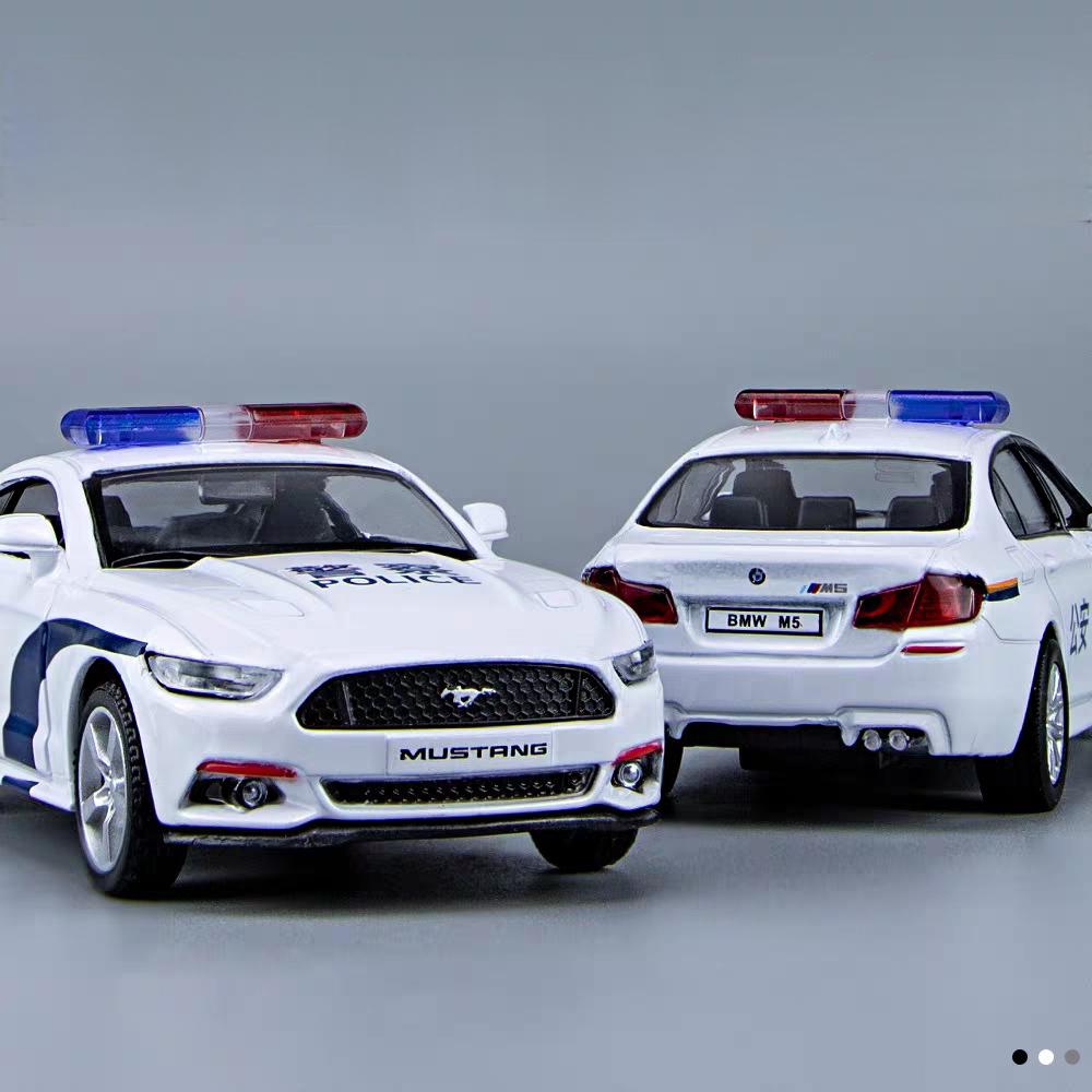 Chinese Police Car Series BMW M5 Ford Mustang VW T-ROC Jeep Wrangler Diecasts & Toy Vehicles 1:36 Alloy Model Pull Back Cars