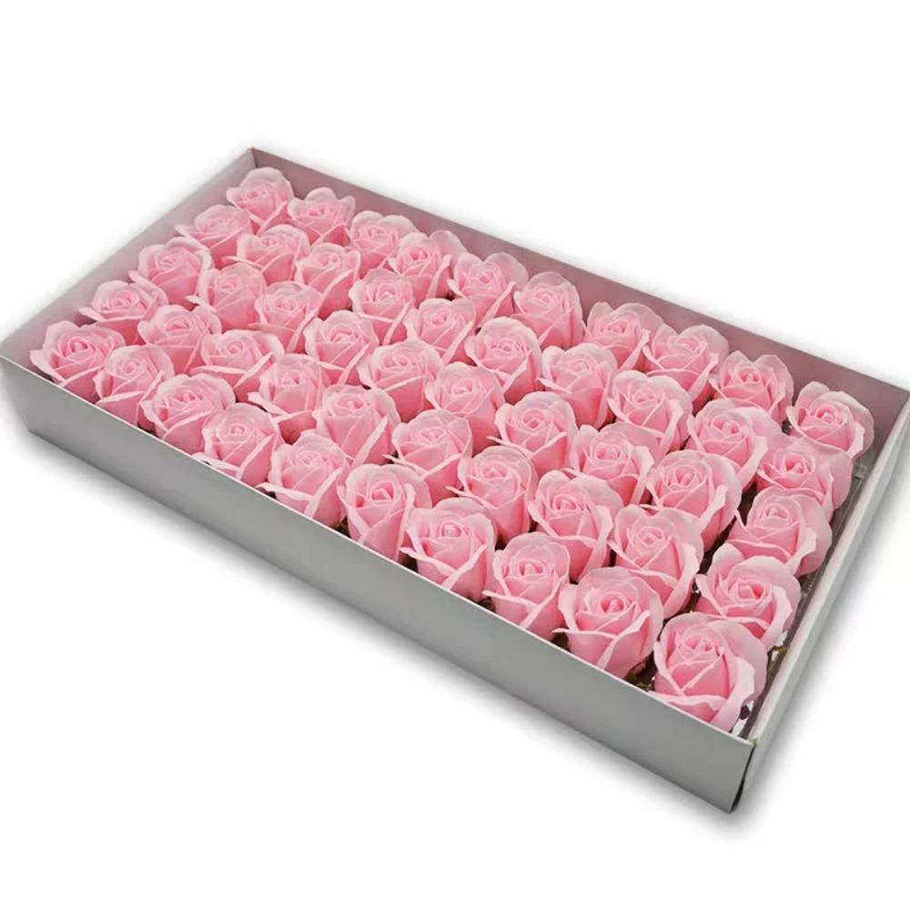 50Pcs Handmade Soap Rose Flower Three Layer Rose Wreath Making Artificial Rose Flowers Realistic Floral DIY Flower Head