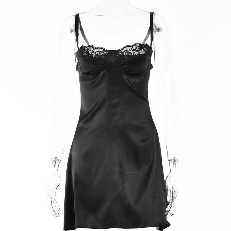 

Sexy Low-Cut Lace Dress Hot Girl Nightclub Lace Black L
