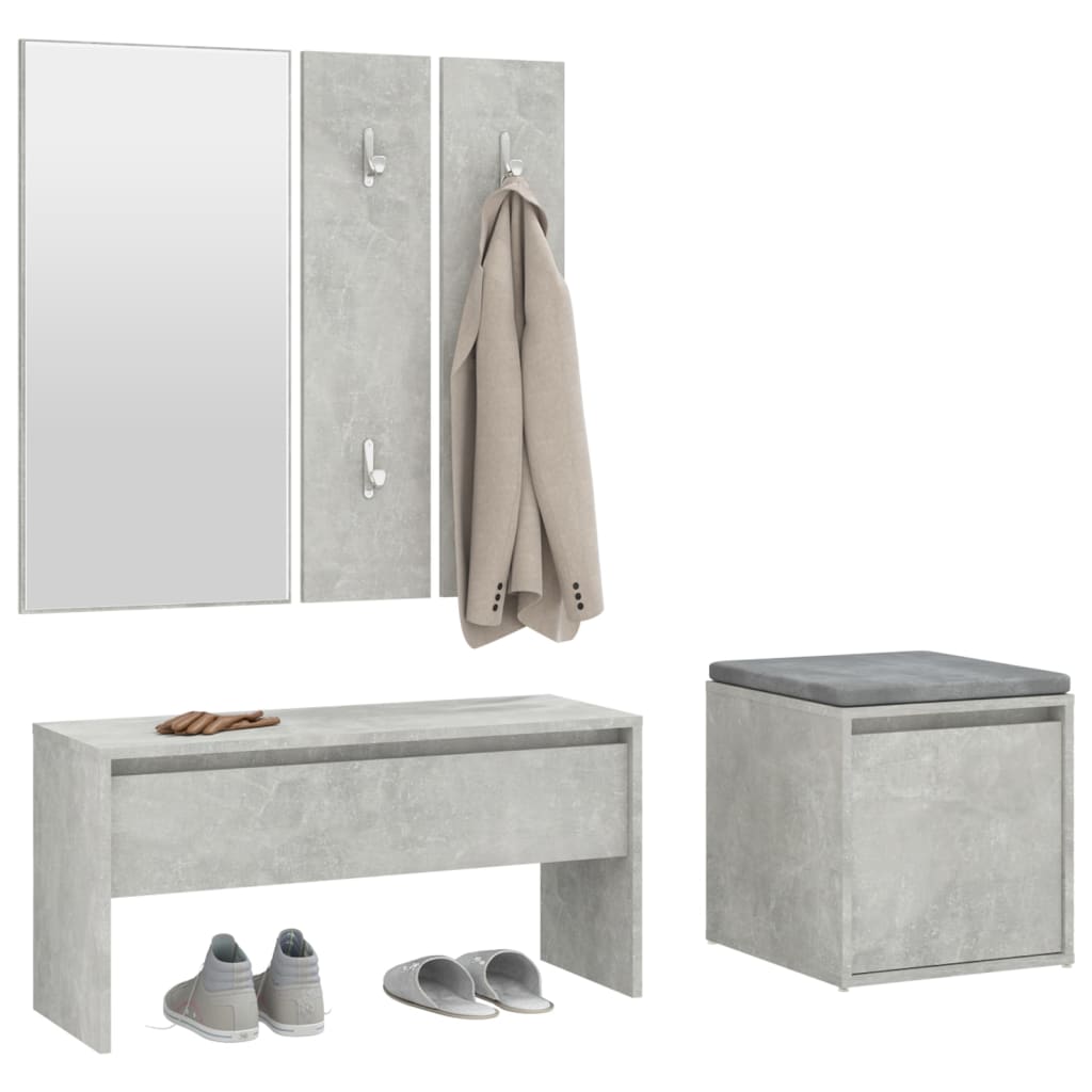 Vidaxl Hallway Furniture Set, Concrete Grey
