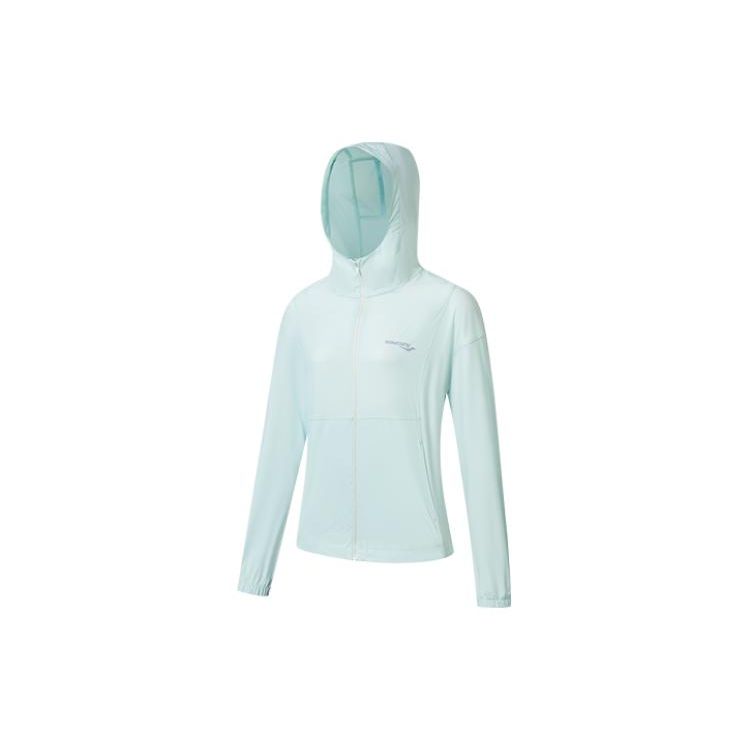 

Saucony Solid Color Logo Hooded Long Sleeve Jacket Women jackets Ice-Water-Green SC1239115-2 M