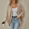 Europäische und amerikanische Außenhandels-Damenbekleidung Herbst und Winter Neu Gestrickter Cardigan Uni-Farben Cardigan Mittellange und lange Strickjacke
