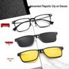 TR Square Magnetic Clip-on Glasses 3-in-1 Polarized, Night Vision, Rx-Compatible for Driving & Fishing 9017