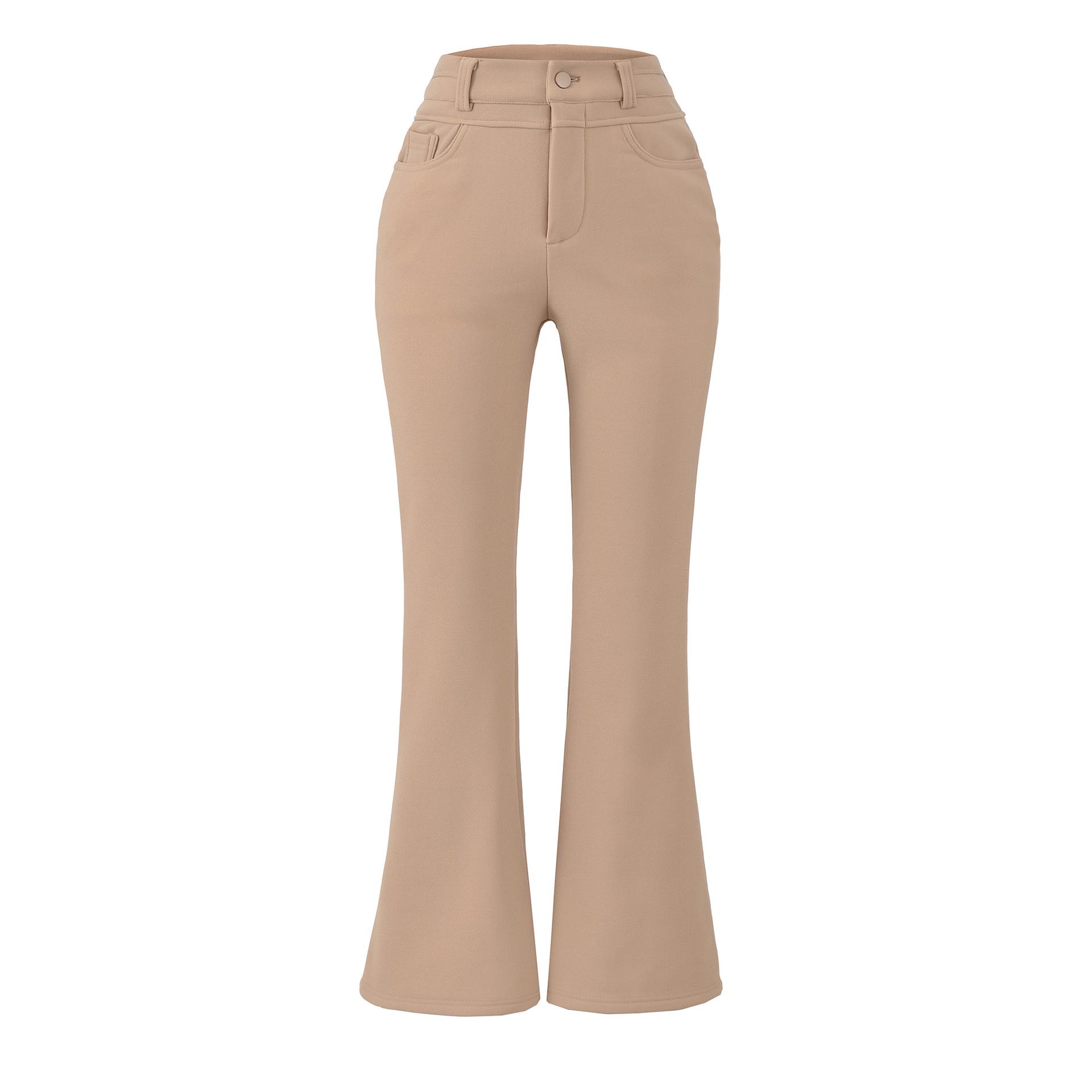 Women s Korean Style High-Waisted Fleece-Lined Bell-Bottom Pants – Slimming, Slightly Flared Winter Trousers M хаки