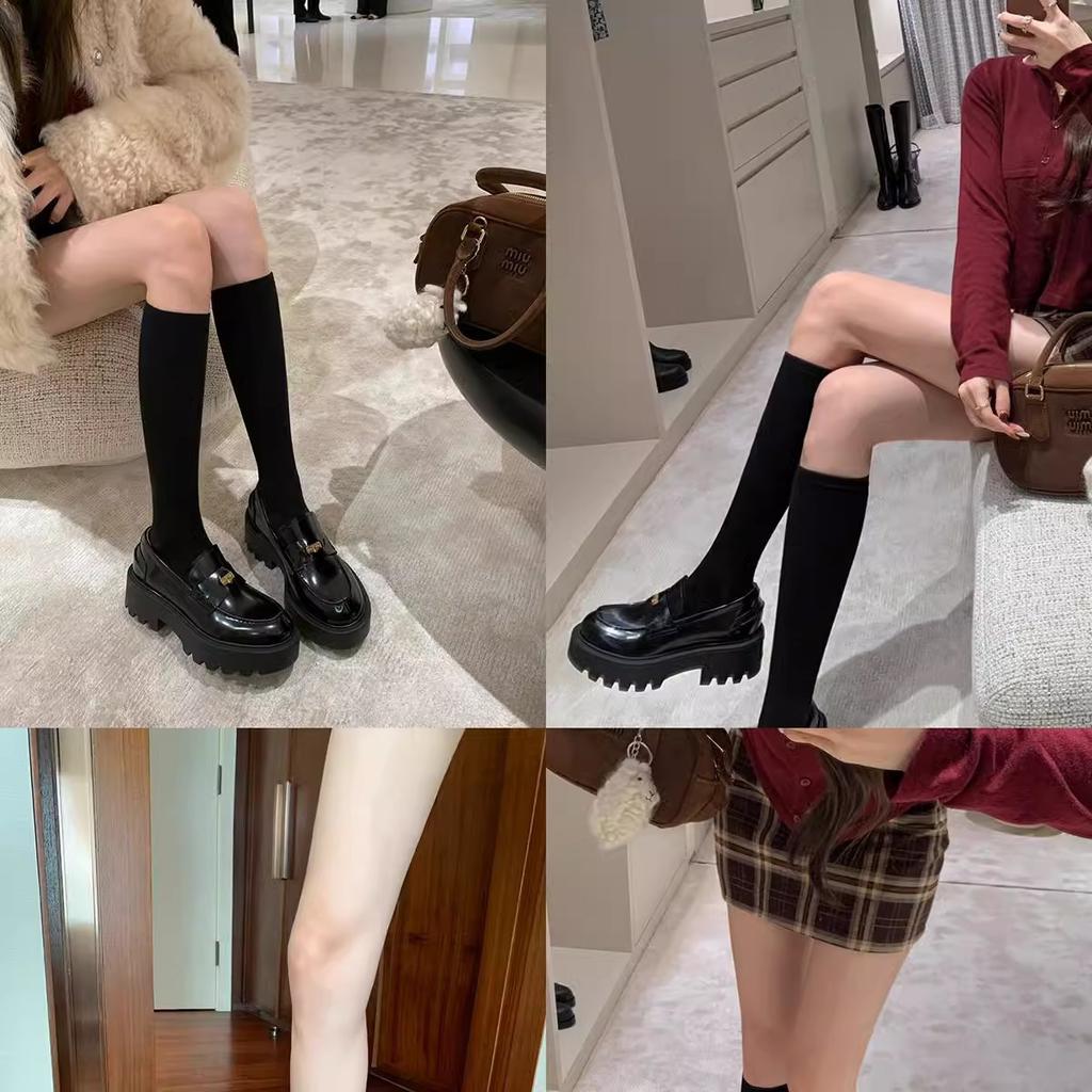 Cowhide version~ Grape mother, the same style of gas small gold coins, pointed round head thick heel, one pedal loafers, women's platform small le